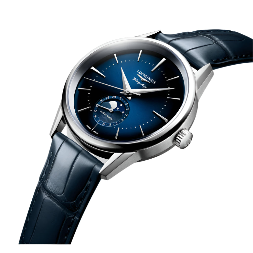 Longines Flagship Heritage Automatic Moonphase Watch with 38.5mm Stainless Steel Case