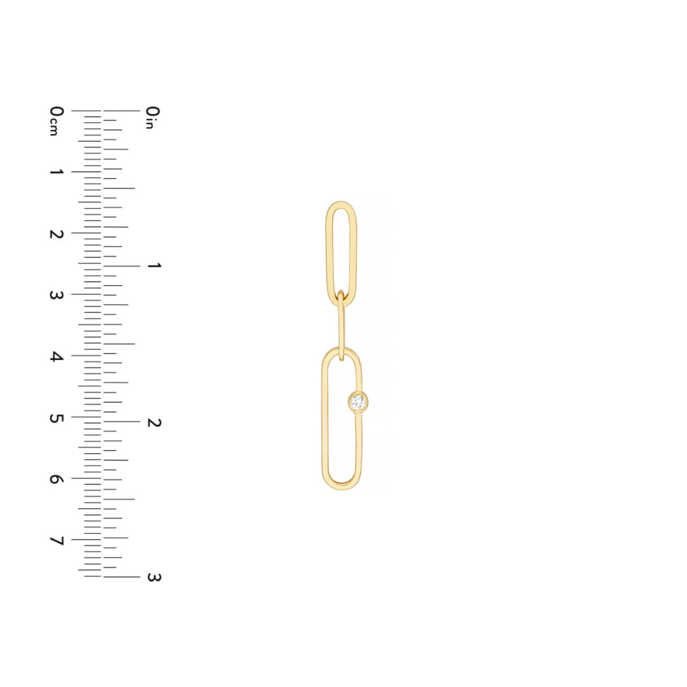 Gorgeous 14k Yellow Gold Dangle Diamond Paper Clip Linked Earrings