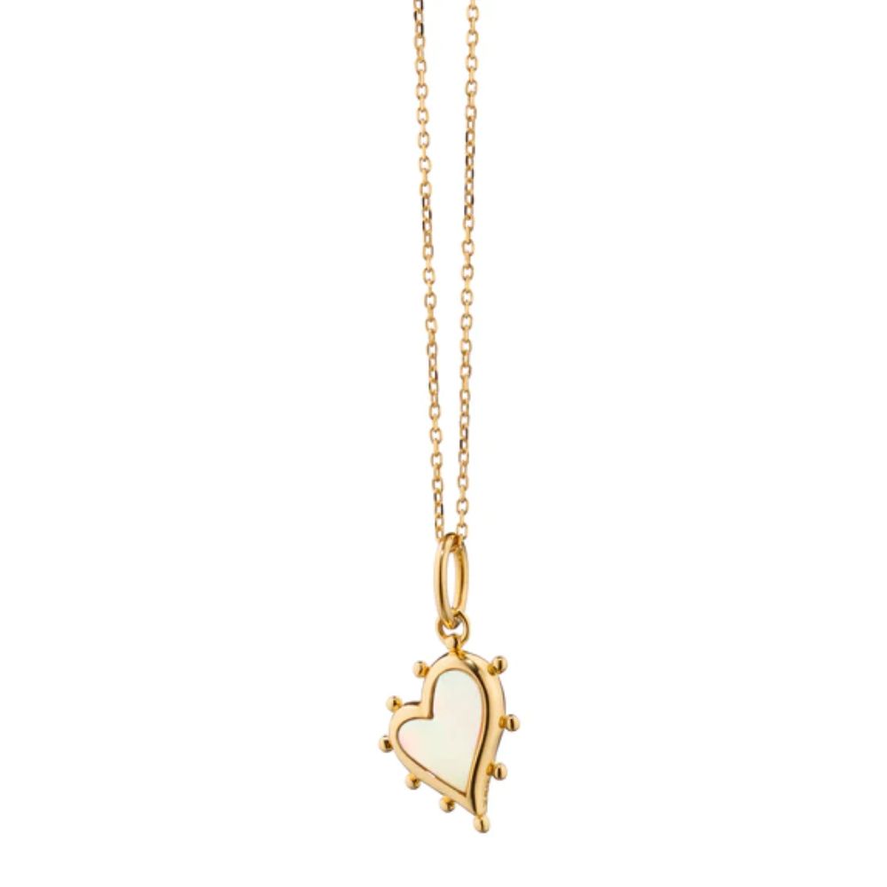 18k Gold Petite Mother of Pearl Heart-shaped Necklace for Adoration and Friendship