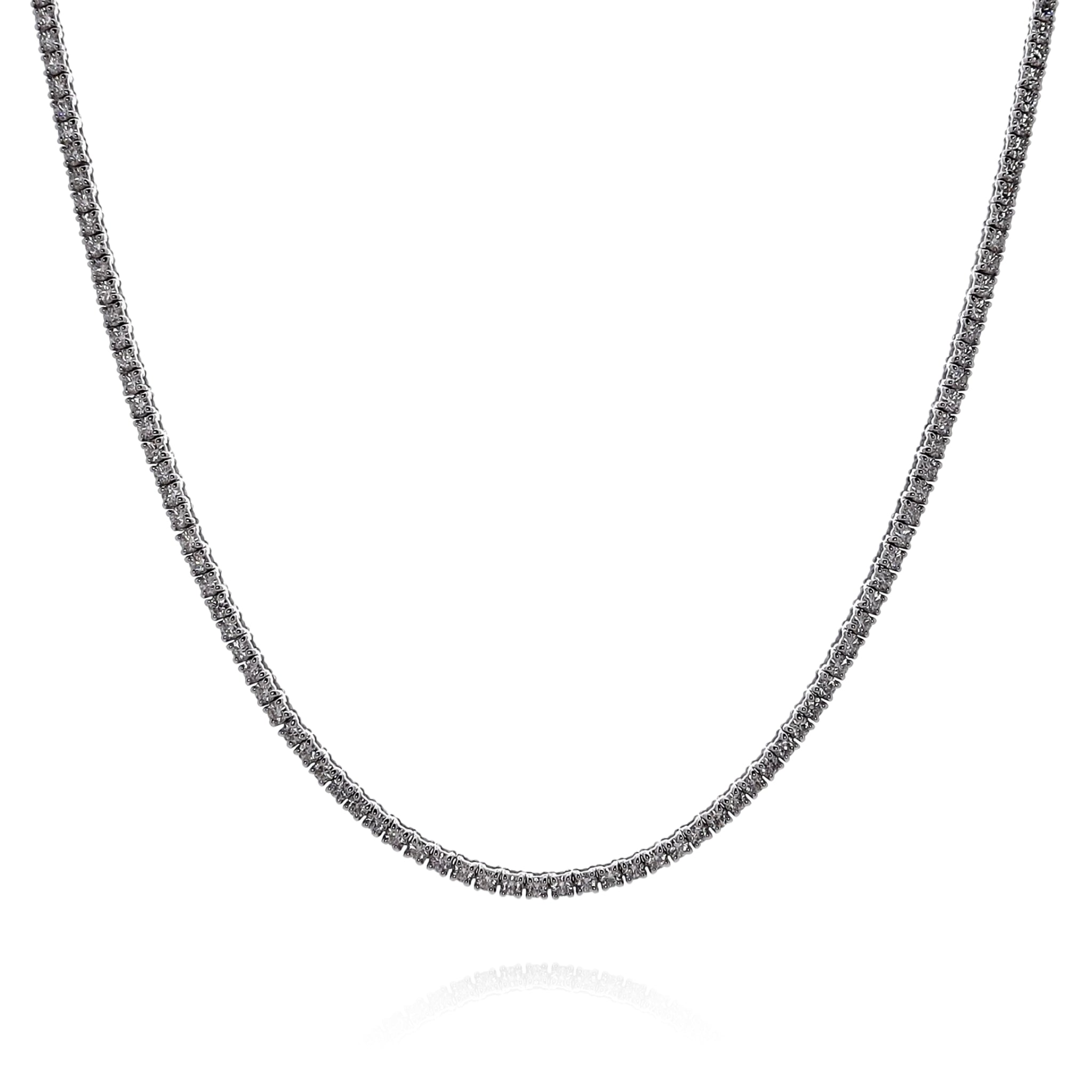 14k White Gold 16-Inch Tennis Necklace with 176 Round Brilliant Diamonds