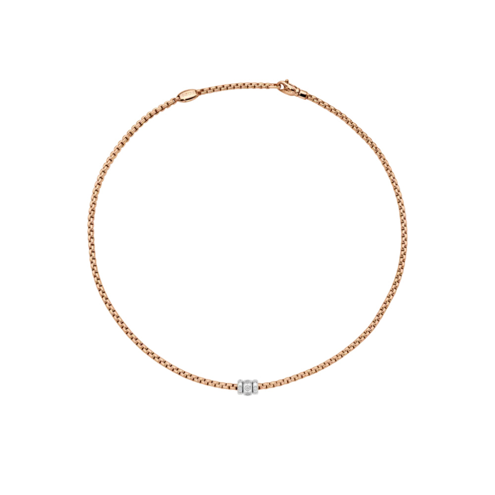 Fope Eka 18K Rose Gold Necklace with 18tw Rhombus - Set Diamonds, 17 Inches