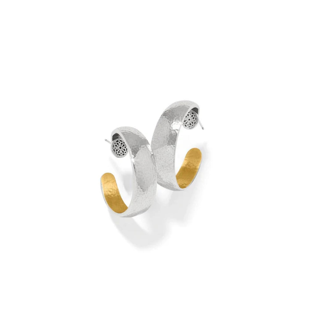 Brighton Ferrara Entrata Luxury Two-Tone Small Hoop Moon Earrings
