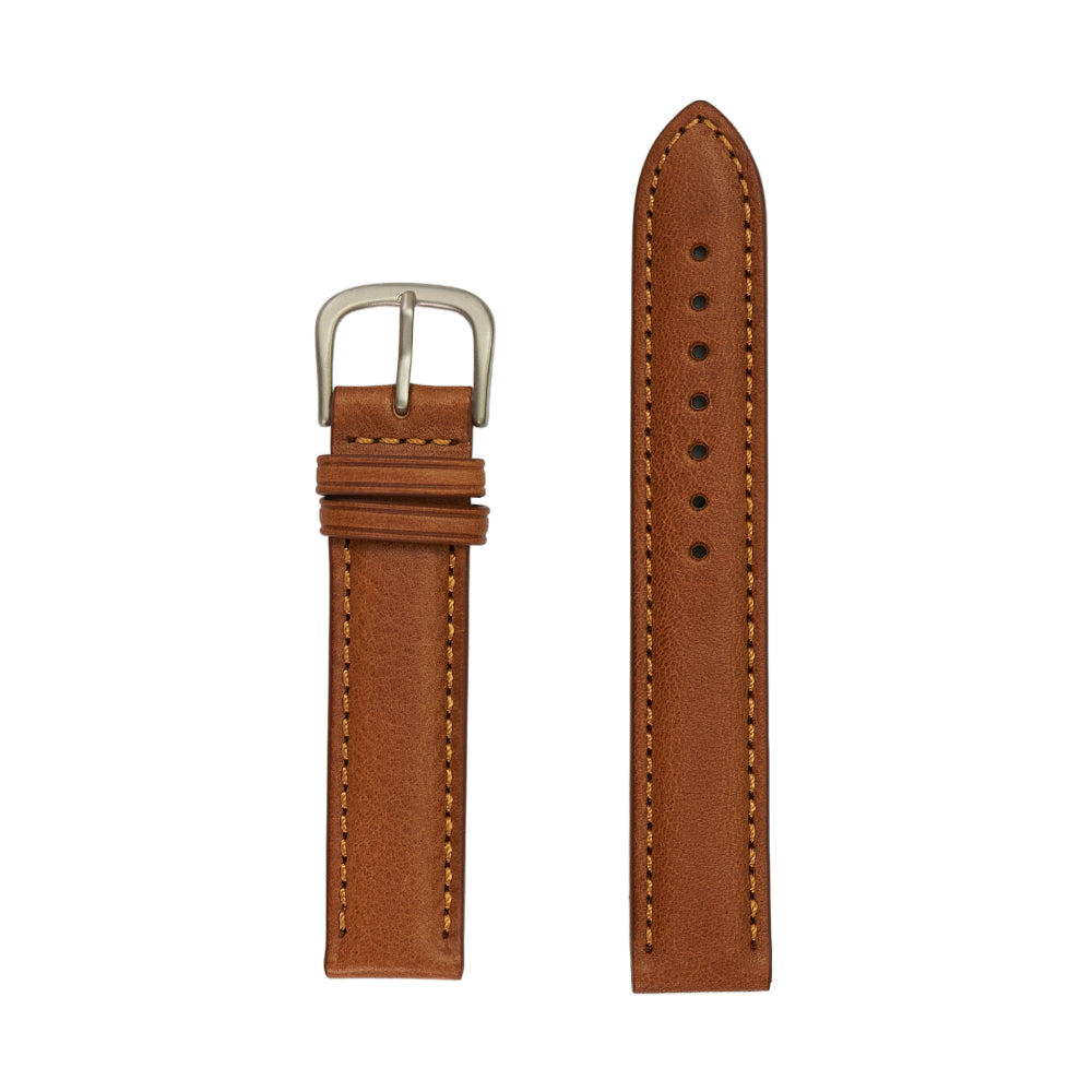 Men's Premium 18mm Chestnut-Colored Genuine Vegetable Tanned Leather Watch Strap