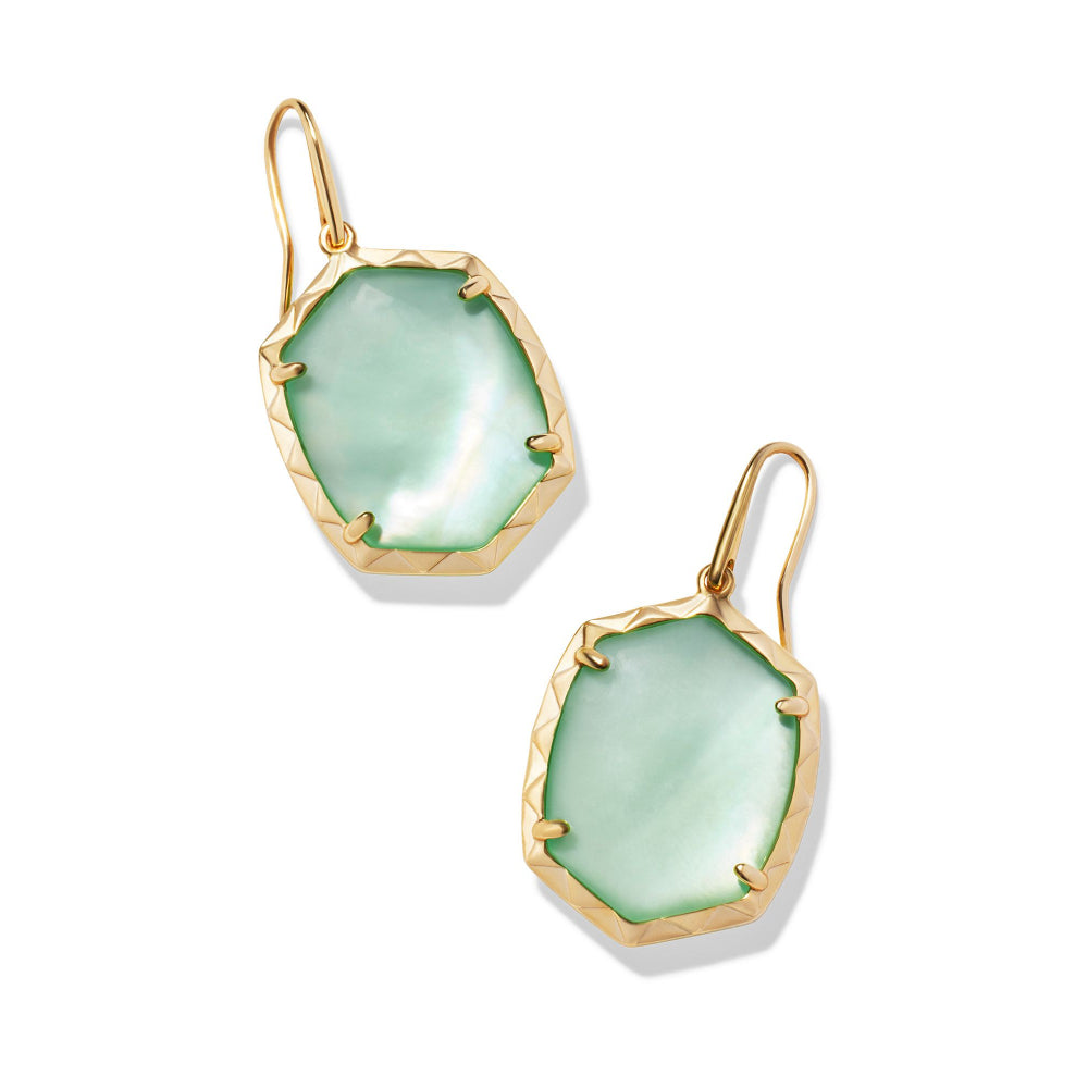 Light Green Mother Of Pearl Kendra Scott Daphne Style Drop Earrings