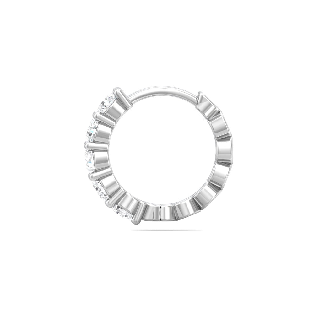 14k Gold Martin Flyer Diamond Hoop Earrings with 10 Round Diamonds