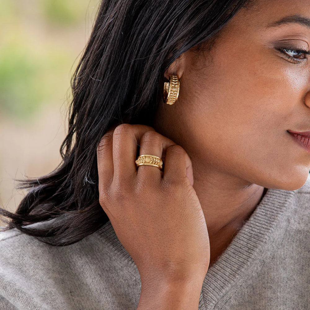 Capucine De Wulf Gold Small Hoop Earrings with Berry and Vine Design