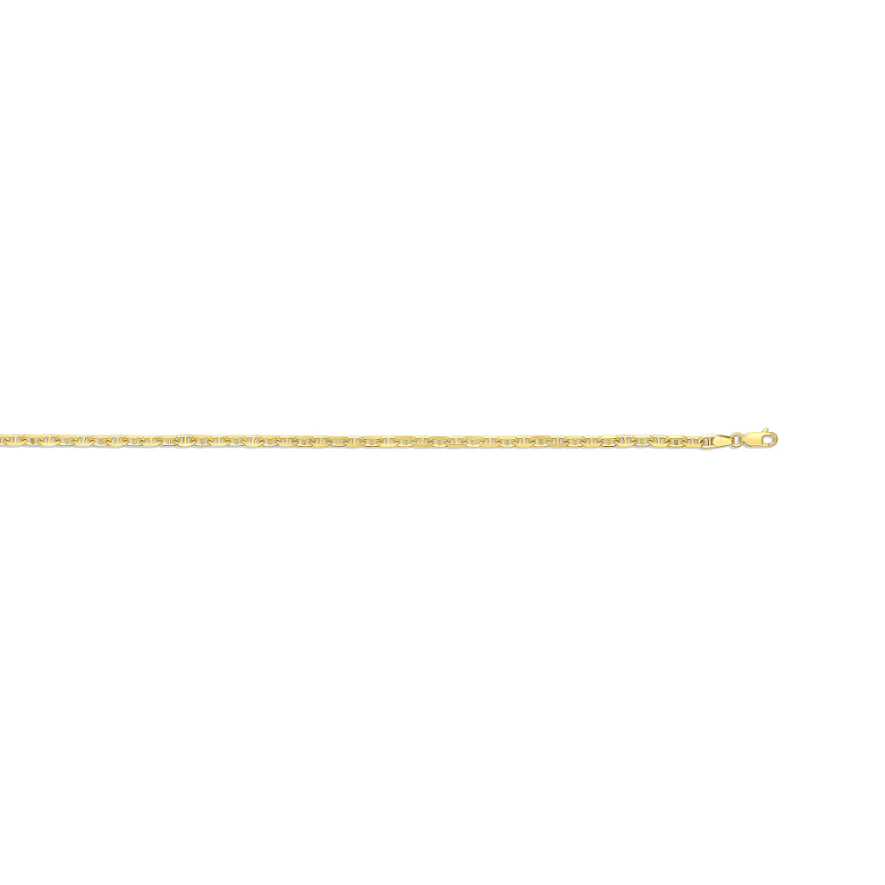Exquisite 14k Gold Alternating Marine Link Chain Necklace, 22 Inches