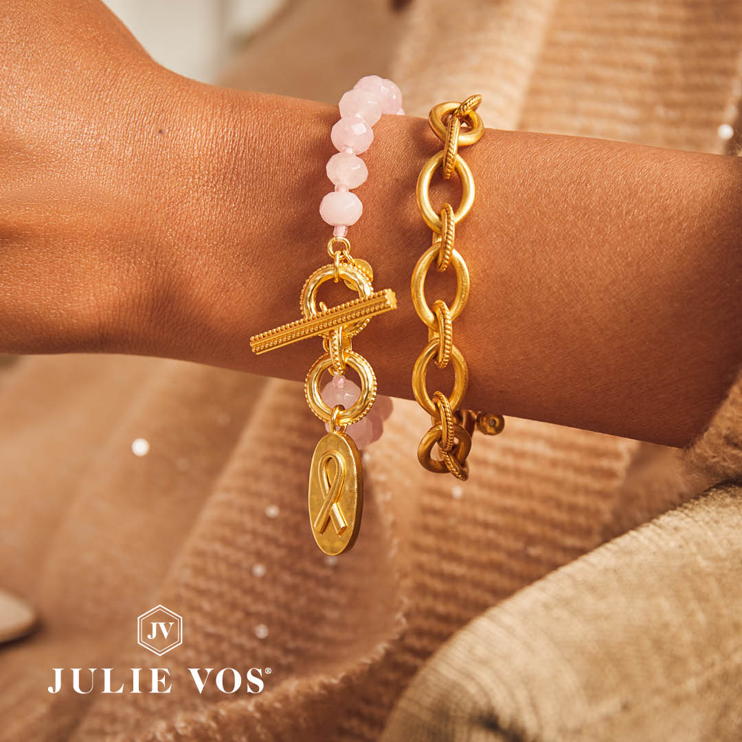 Julie Vos Faceted Pink Quartz Breast Cancer Awareness Bracelet