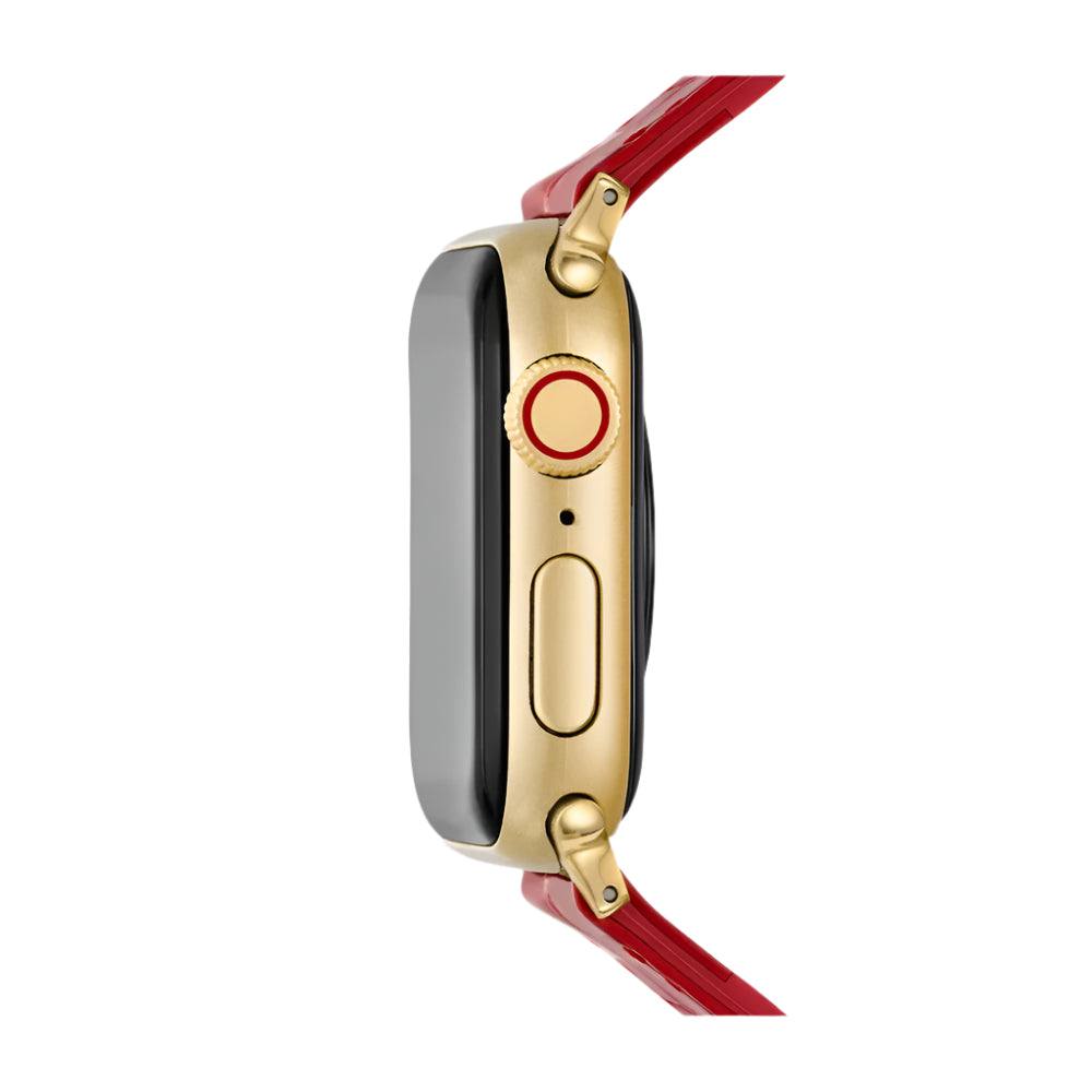 Michele Premium Ruby Red Leather Band for Apple Watch® with 38mm, 40mm, 41mm, 42mm, 44mm, 45mm, 46mm, and 49mm Compatibility