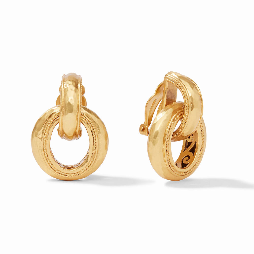 Julie Vos Luxury Cannes-Style Doorknocker Clip-On Earrings for Women
