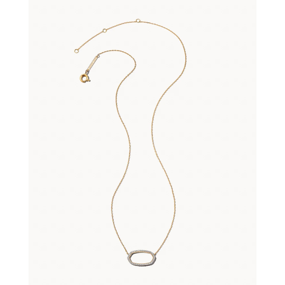 Kendra Scott Elisa 14k Gold Open Frame Pendant Necklace with White Diamonds - A Timeless Jewelry Piece