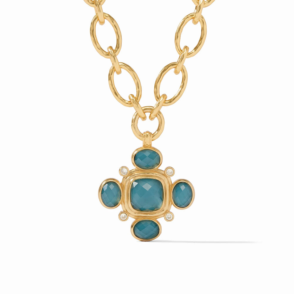 Julie Vos 24k Gold-Plated Tudor Statement Necklace with Gemstone and Pearls