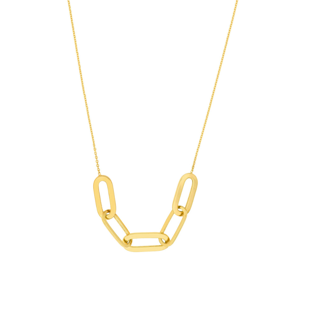 Stunning 14k Gold Large Oval Link Design Element Necklace for Fashion Lovers
