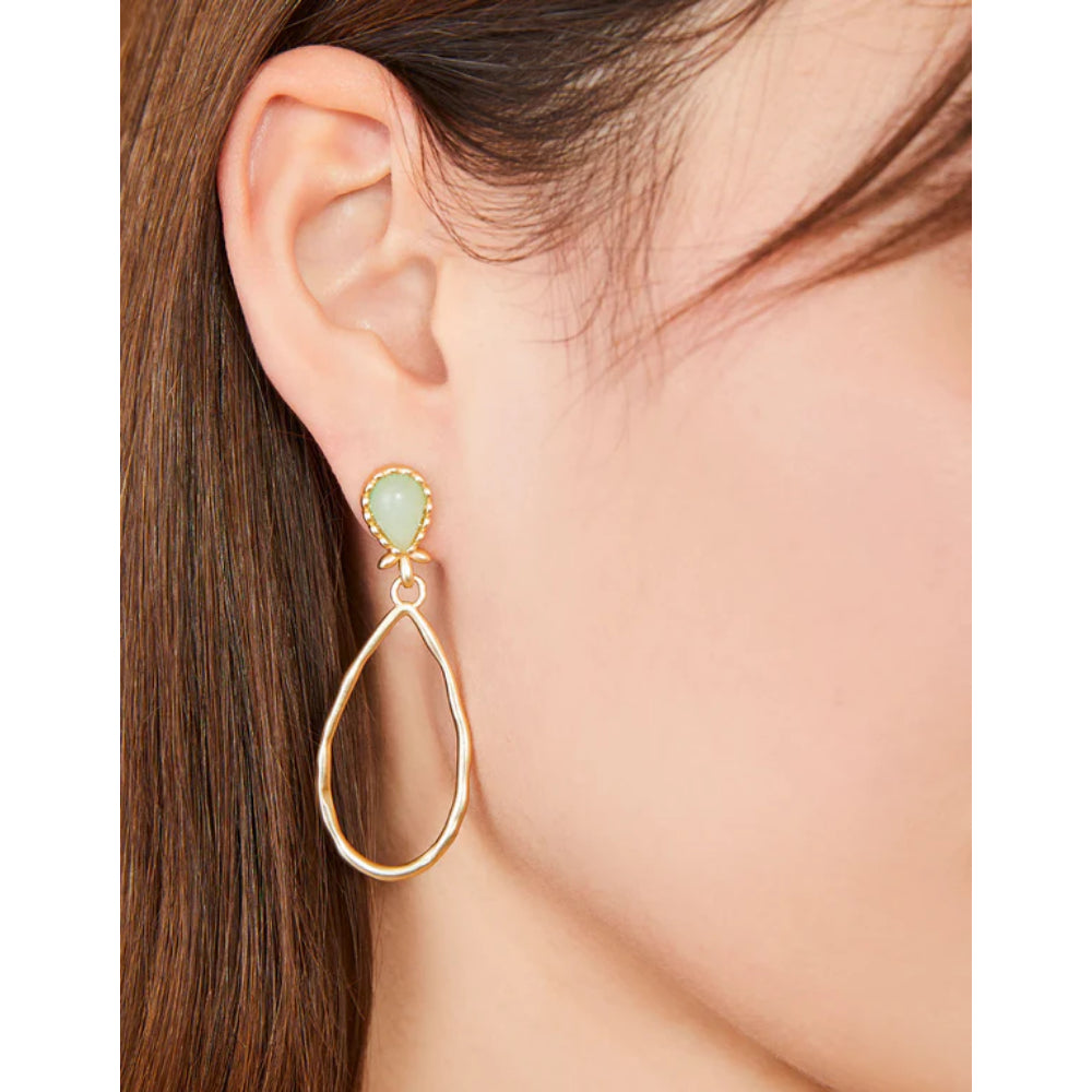 Seafoam-colored Spartina Nara Teardrop Earrings with 18kt Gold Plating