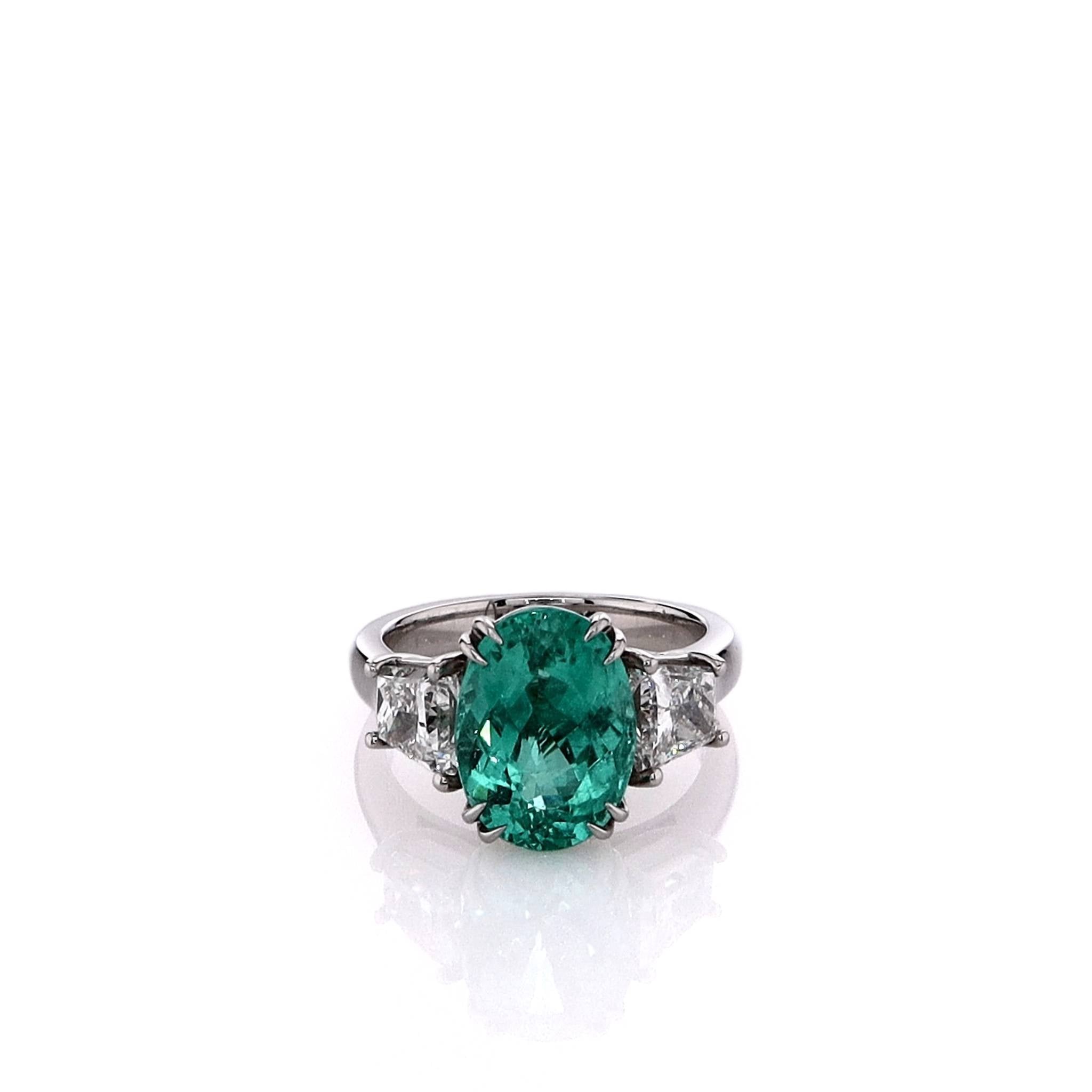Exquisite Platinum Paraiba Tourmaline and Diamond Engagement Ring Certified by C. Dunaigre