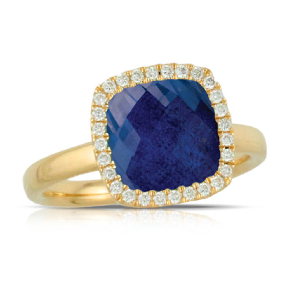 Exquisite 18k Gold Ring with Lapis and Diamonds