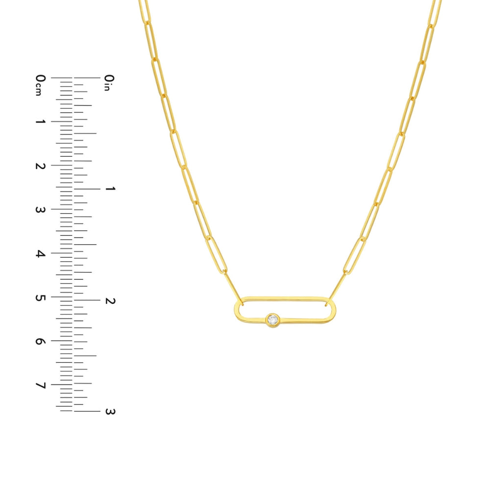 14k Gold Paper Clip Style Diamond Accented Necklace for a Modern Accessory