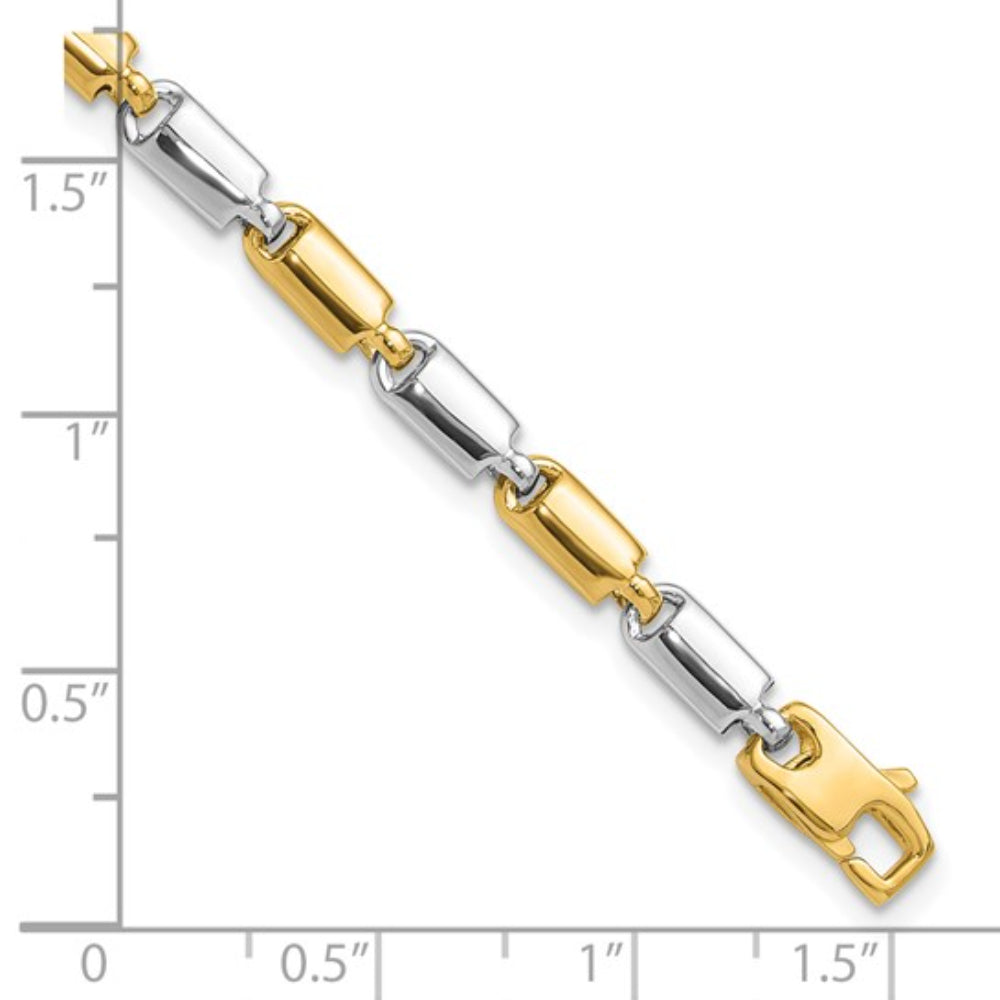 14k Two-Tone Elegant Fancy Rectangular Link Gold Bracelet for All Occasions