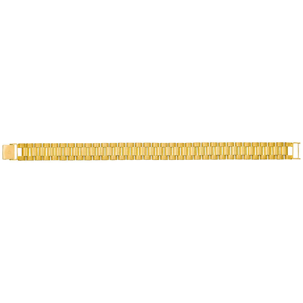 14k Yellow Gold Men's Designer Bracelet with 12mm Width and 8-Inch Length