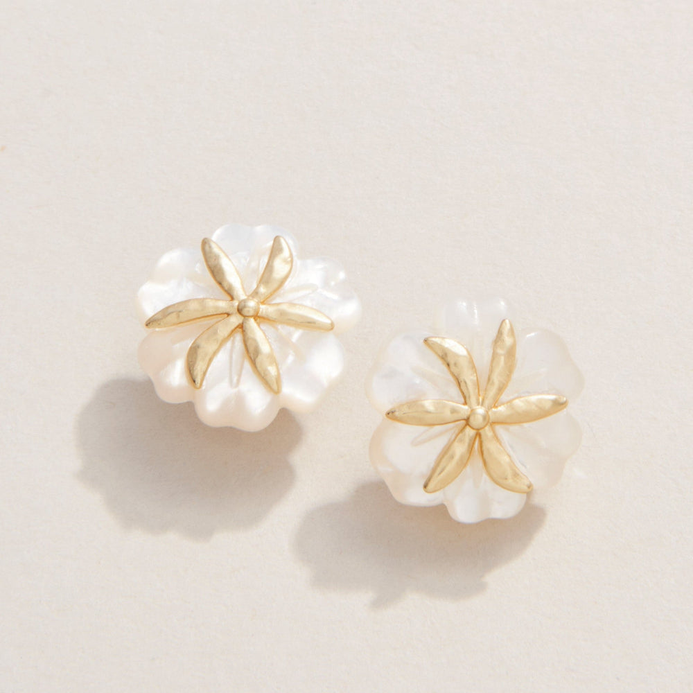 Exquisitely Carved Flower Stud Earrings by Spartina