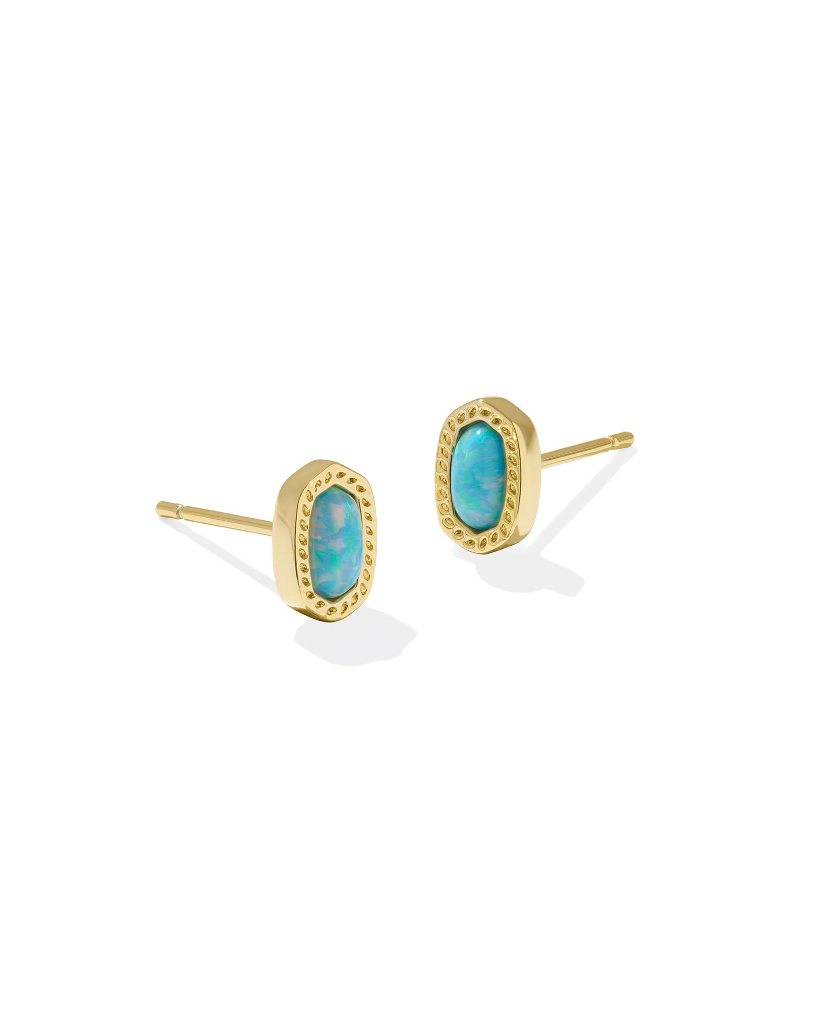 Kendra Scott Gold Light Teal Kyocera Opal Mini Ellie Stud Earrings