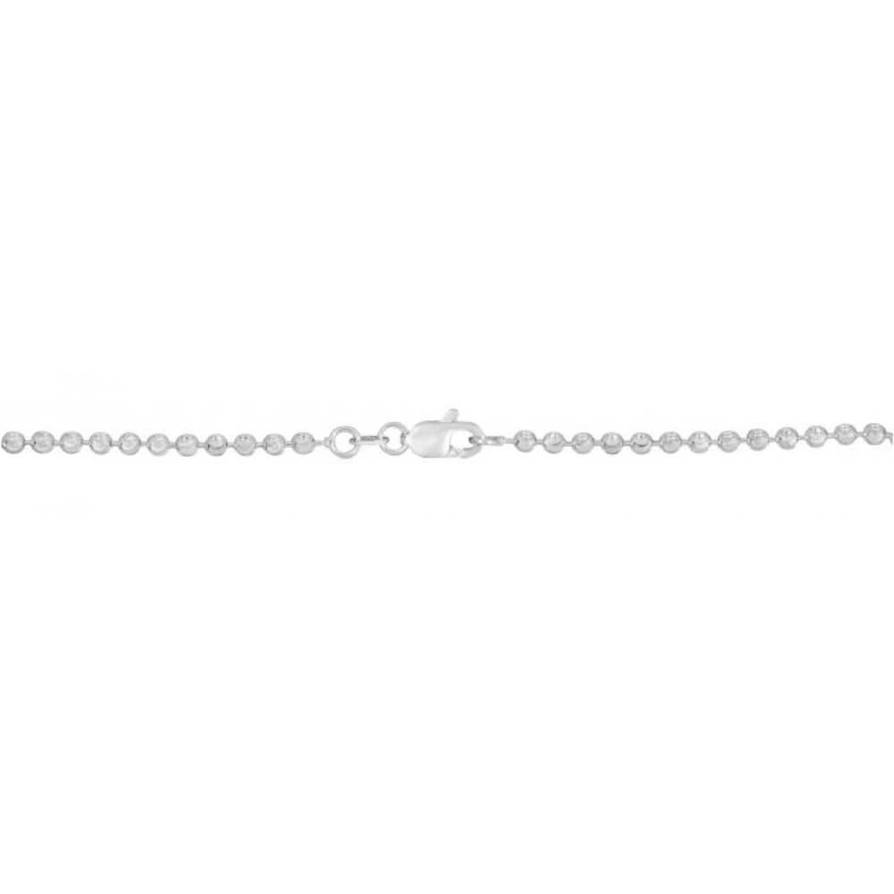 Exquisite 14k White Gold Beaded Moon Design Chain Necklace for Women with 18-Inch Length
