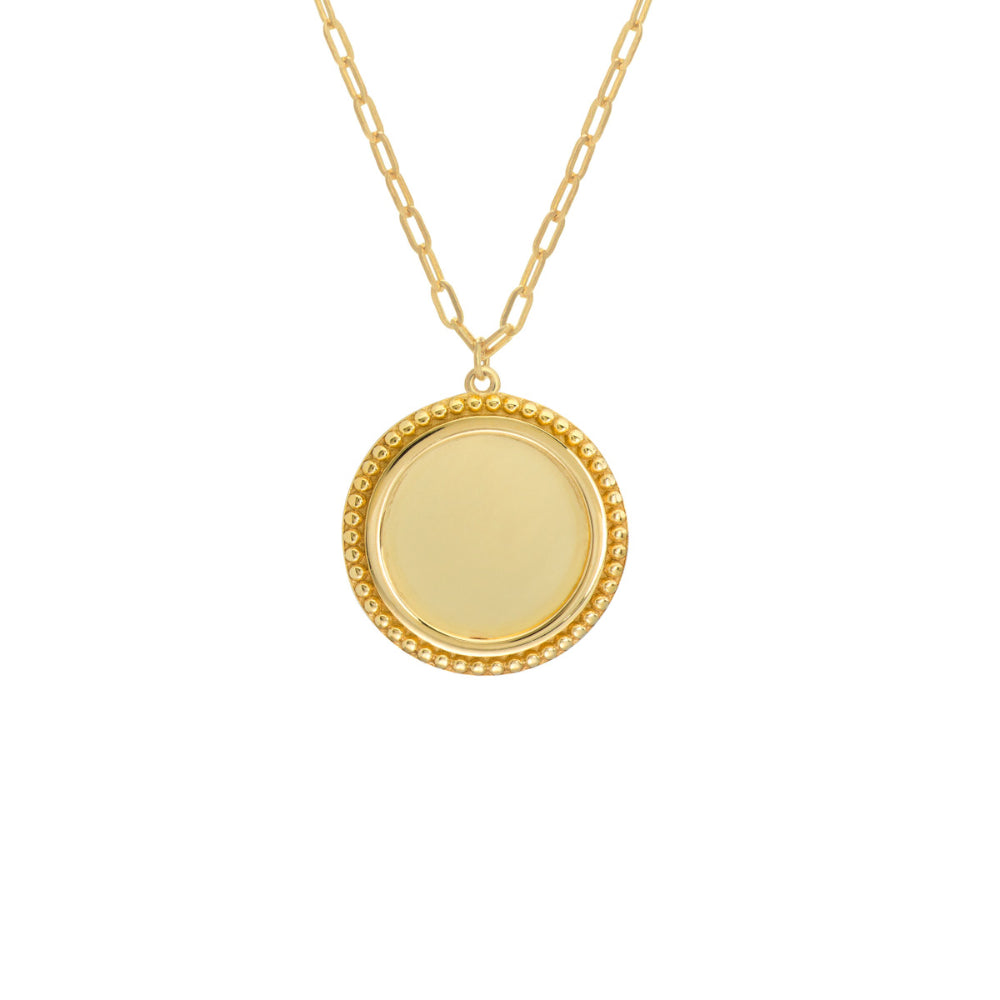 Engravable 14k Yellow Gold Disc Pendant Necklace with 22-Inch Chain