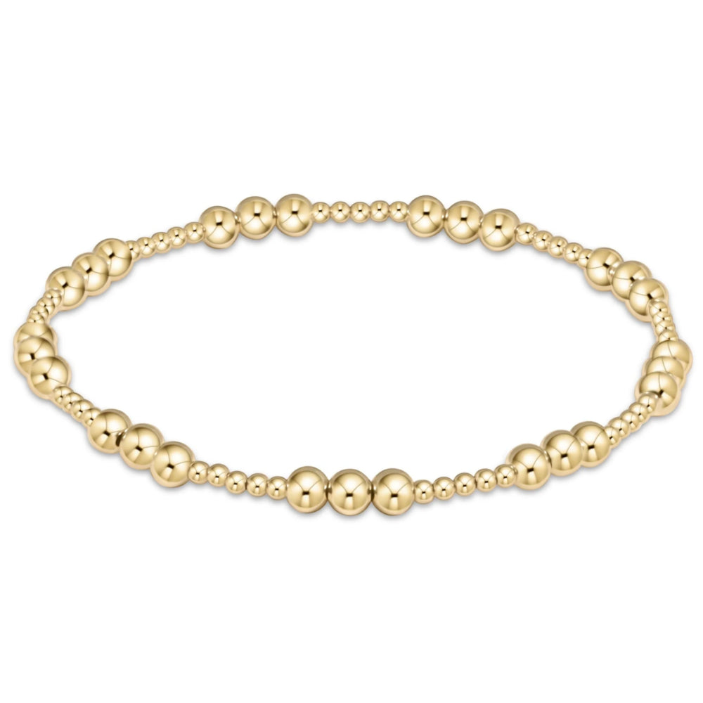 enewton 6.25 Inches Classic Delight Pattern Gold 4mm Beaded Bracelet for Fashion Lovers