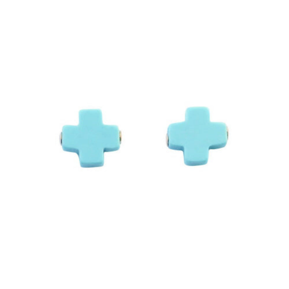 enewton Signature Turquoise Cross Stud Earrings - 14kt Gold-Filled