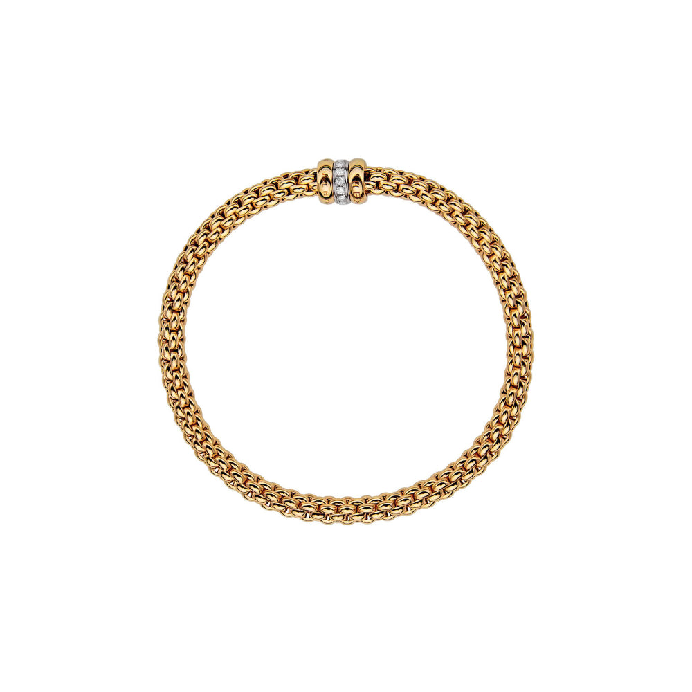 Fope Solo Collection 18-karat Gold and Diamond Rondel Fashion Bracelet for Women