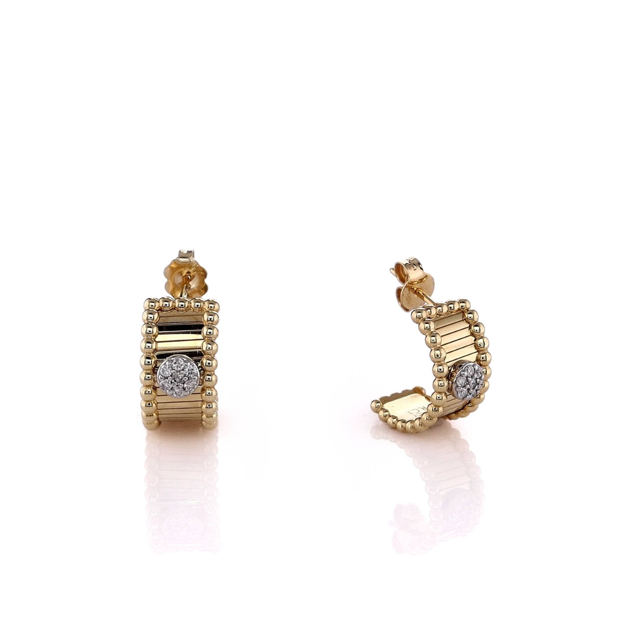 Stylish 14k Yellow Gold Half Moon-Shaped Diamond Hoop Earrings for Women