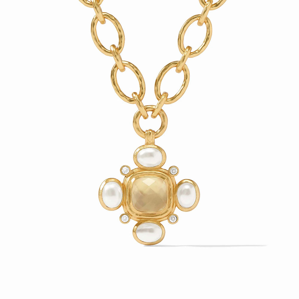 Julie Vos 24k Gold-Plated Tudor Statement Necklace with Gemstone and Pearls