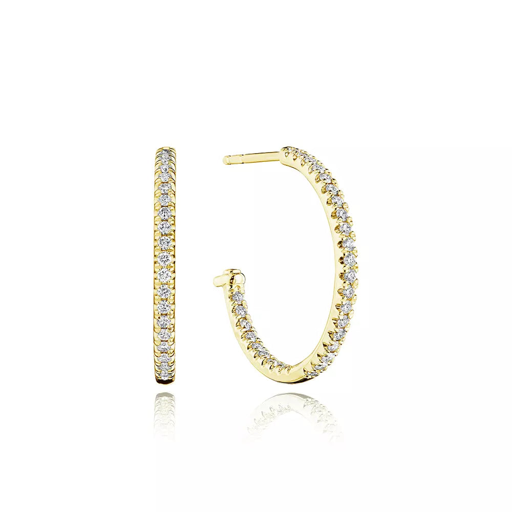 Verragio 18k Gold Whimsical 22mm Diamond Hoop Earrings
