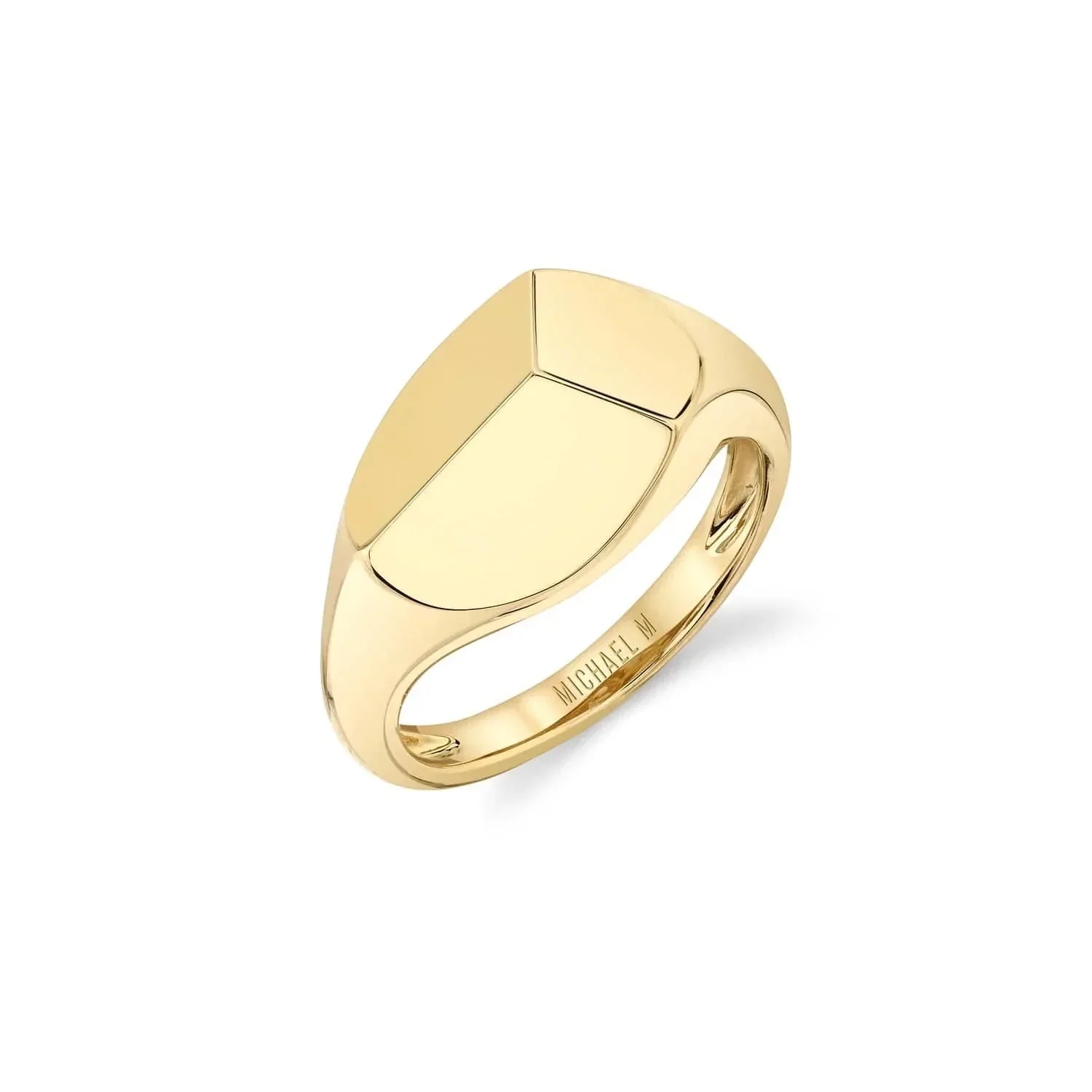 Michael M 14K Yellow Gold Geometric Signet Ring, Size 6.5 for Everyday Wear