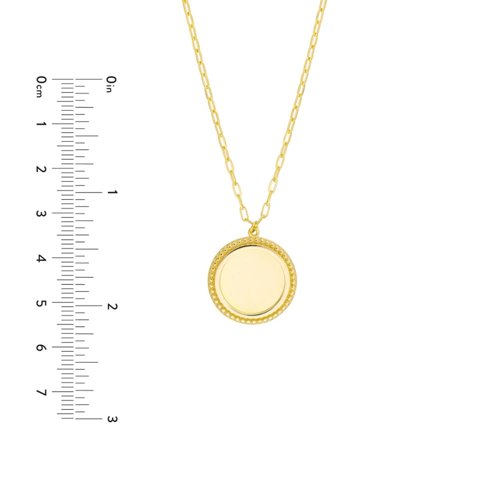 Engravable 14k Yellow Gold Disc Pendant Necklace with 22-Inch Chain