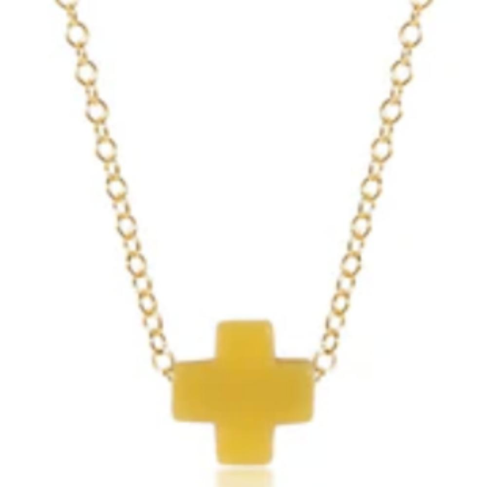 14kt Gold-Filled eNewton eGirl Signature Canary Cross Necklace for Kids and Tweens