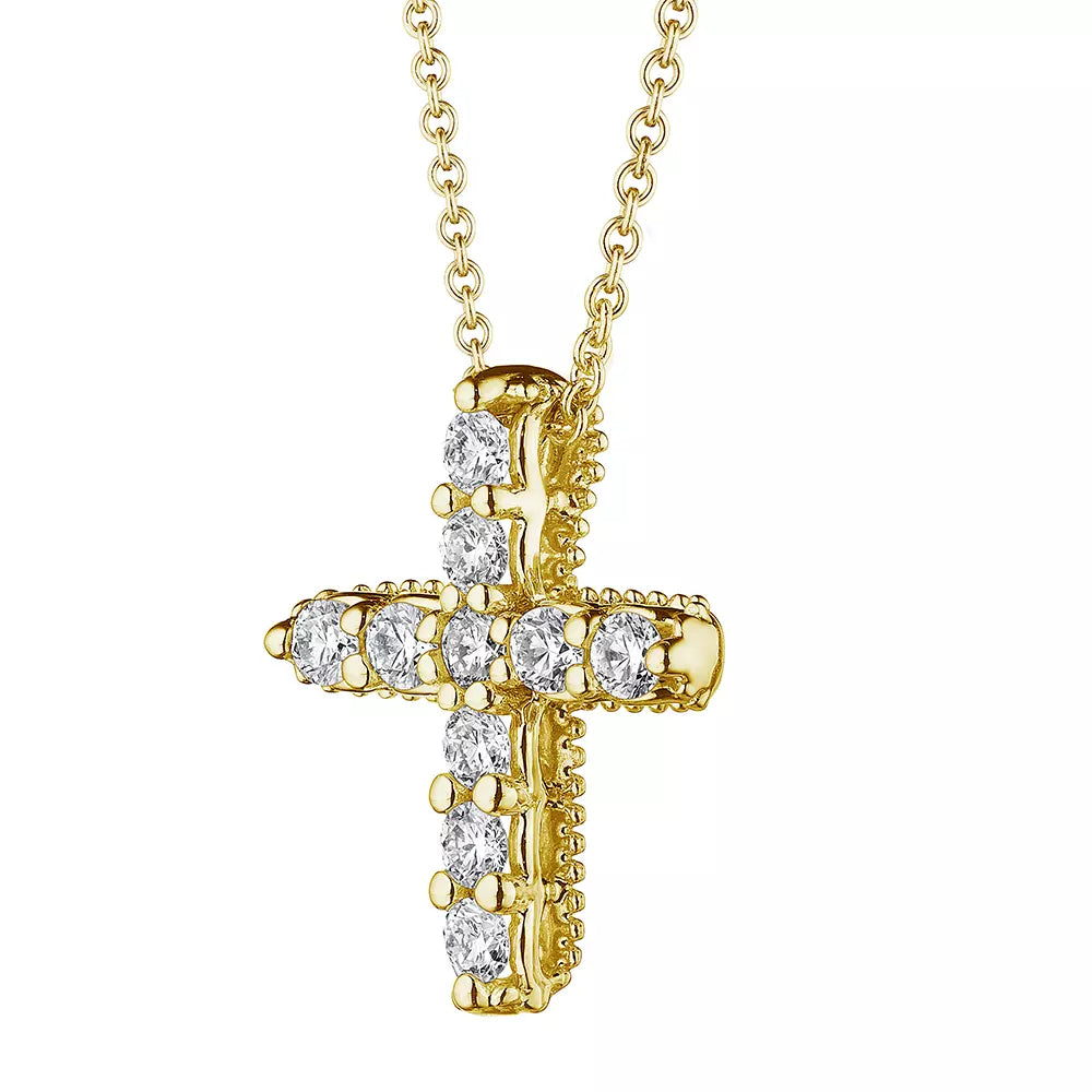 Verragio 18k Gold Medium-sized Diamond-encrusted Cross Pendant for Jewelry Lovers