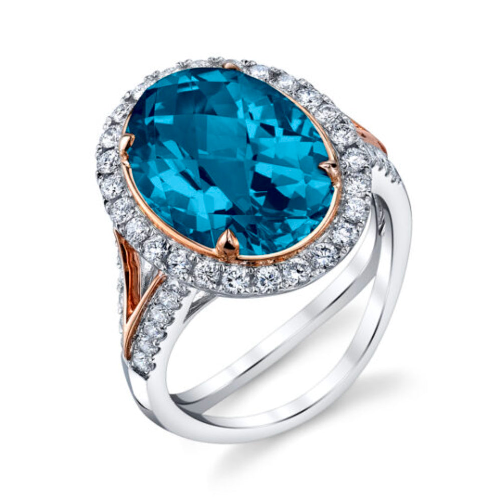 Exquisite 14k Gold London Blue Topaz Engagement Ring