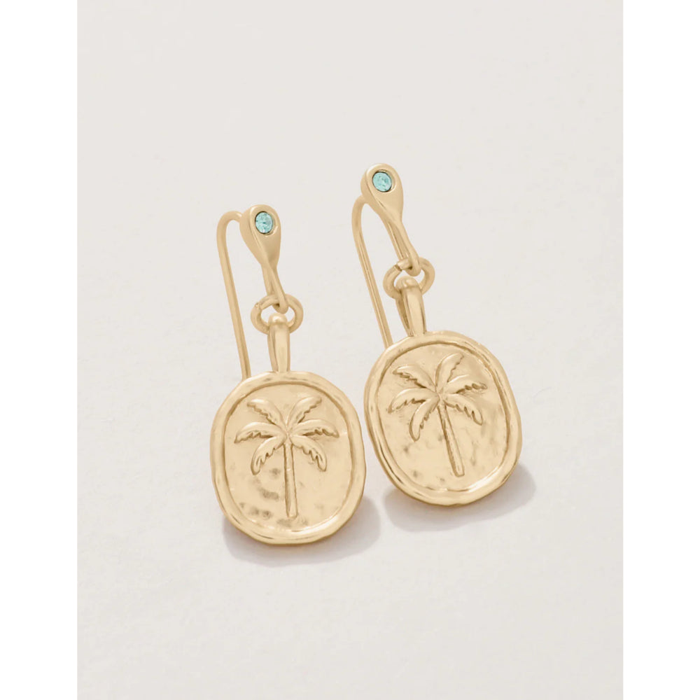 Stylish Spartina Palm Tree Medallion Dangling Earrings for Resort Wear