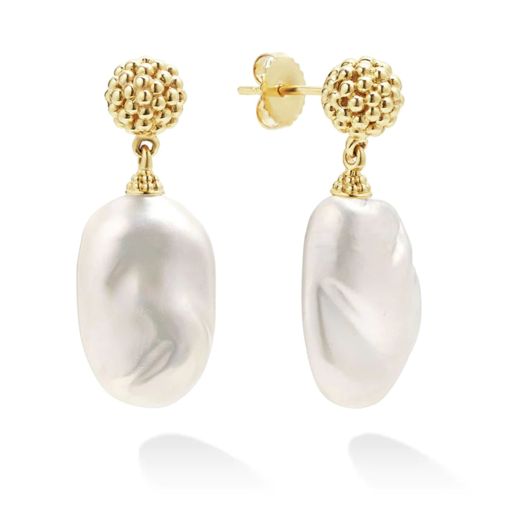 Lagos Luna Baroque Pearl Drop Earrings - 18K Gold Cultured Freshwater Pearl Earrings for Women