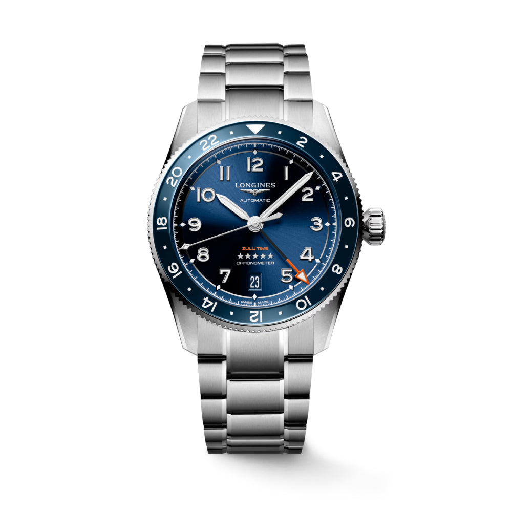 Longines 39mm Automatic Spirit Zulu Time Watch with Precision Timekeeping