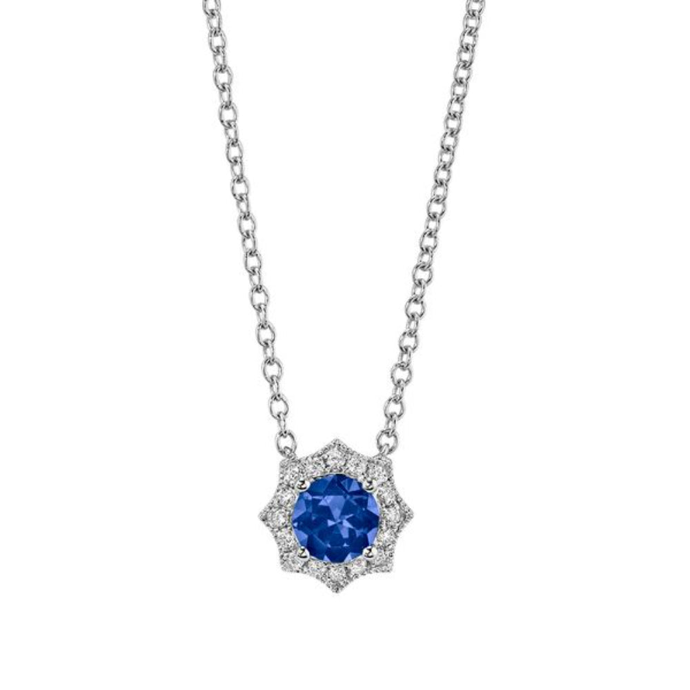 Exquisite 14k White Gold Sapphire and Diamond Jewelry Pendant