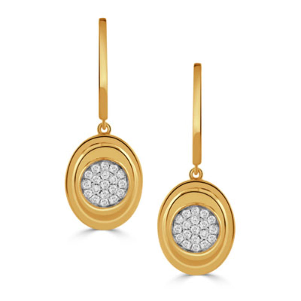 Exquisite 18k Gold Oval-shaped Diamond Drop Earrings for Elegant Wear