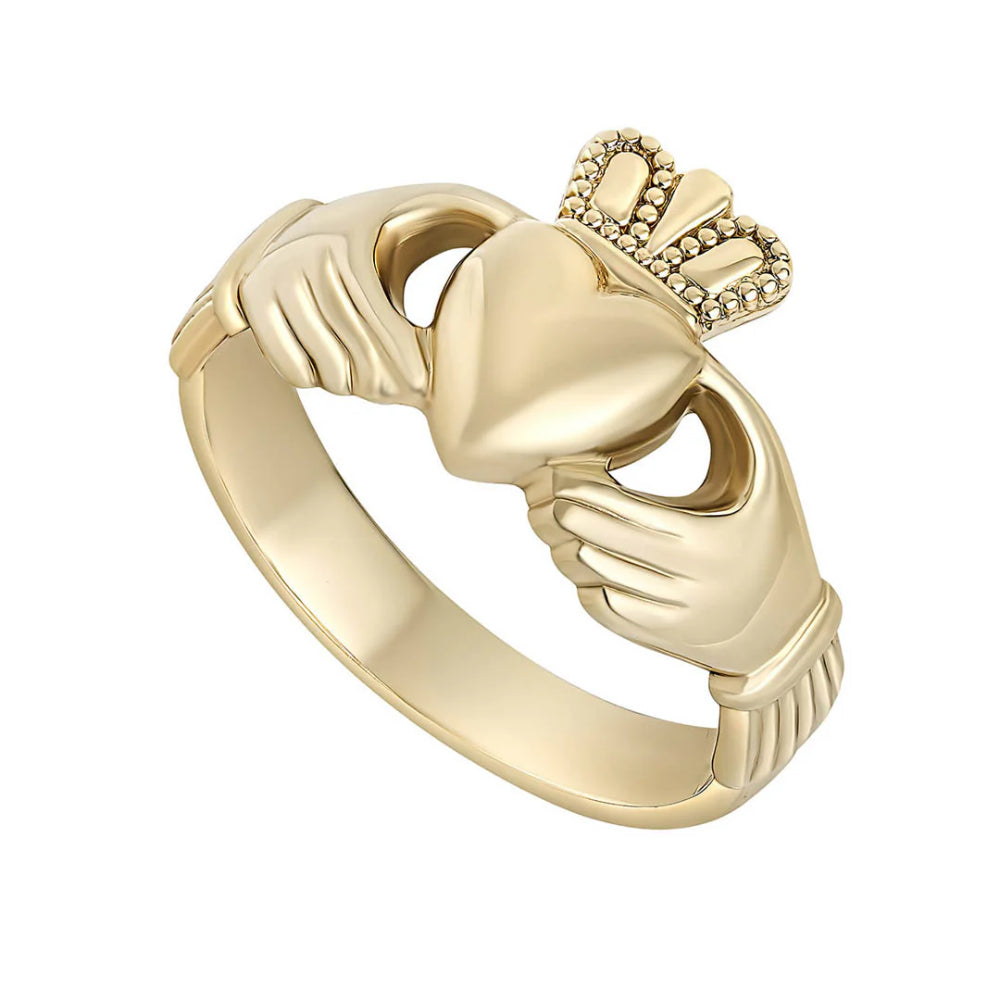 14k Gold Hand - crafted Heavy Claddagh Ring for Gentlemen