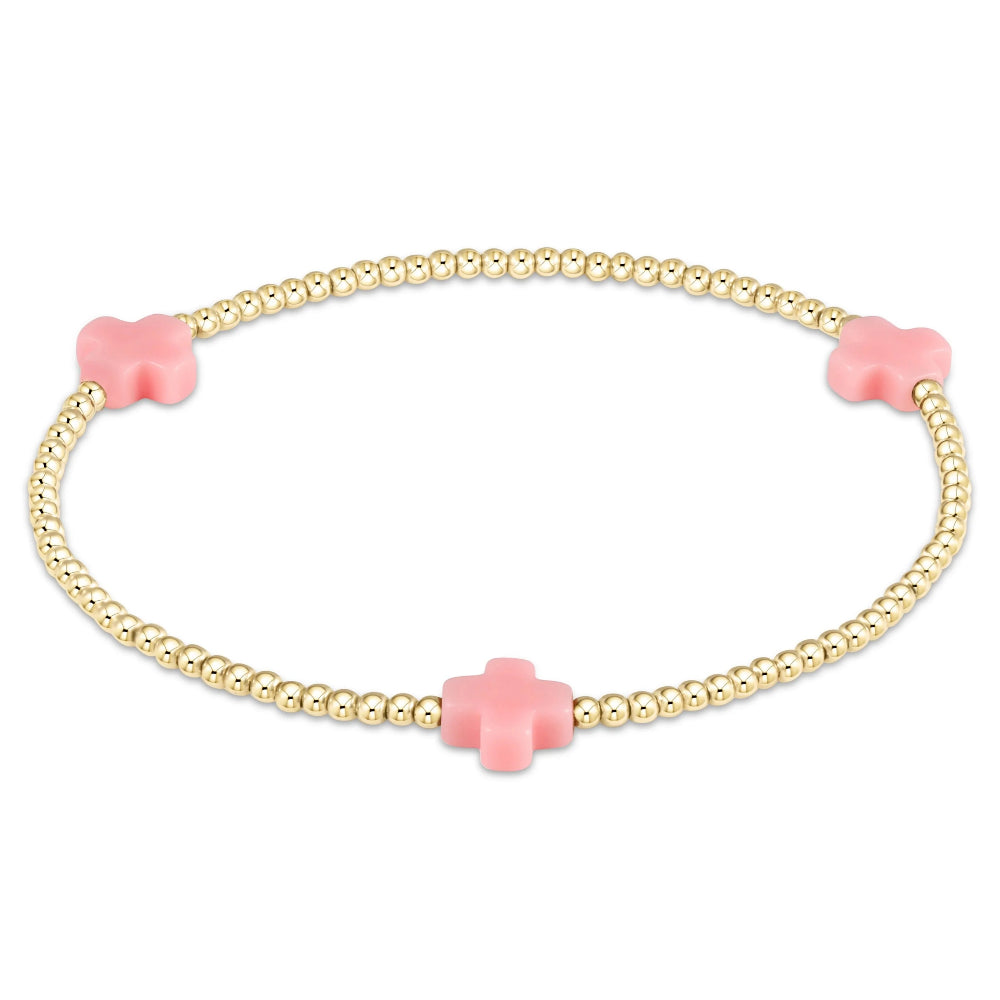 Enewton Signature 6.25mm 2mm Bead Bracelet with Cross Gold Pattern - Pink Color