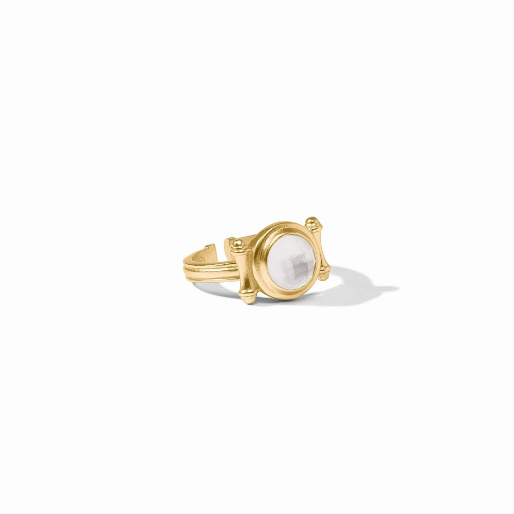 Julie Vos Adjustable Bamboo Stone Ring with 24K Gold Plate