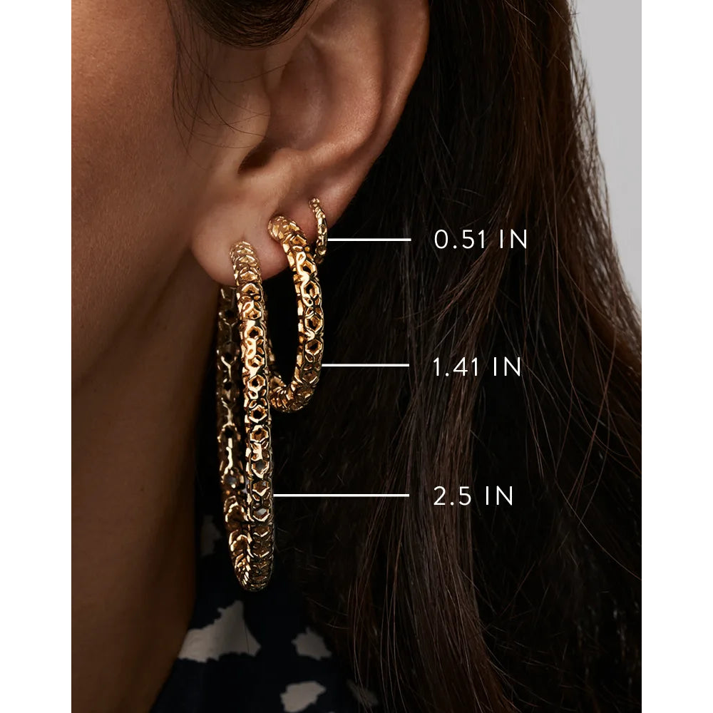Kendra Scott Filigree Maggie Small Hoop Earrings in 14k Gold or Rhodium