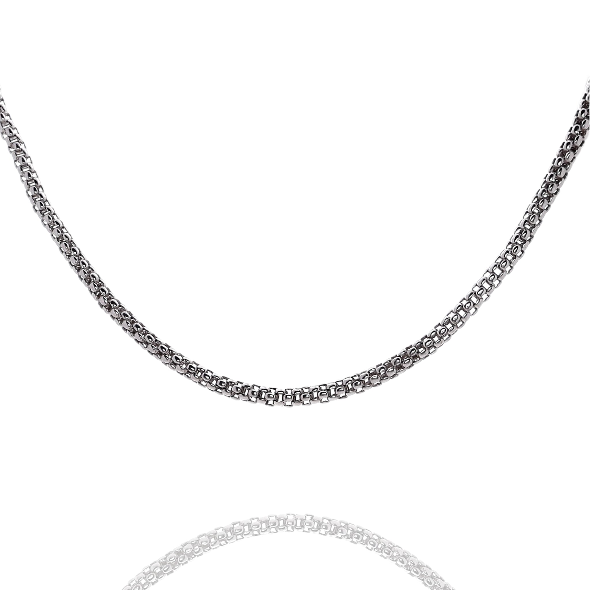 Exquisite 18k White Gold Rounded Mesh Design Fashion Necklace for Women