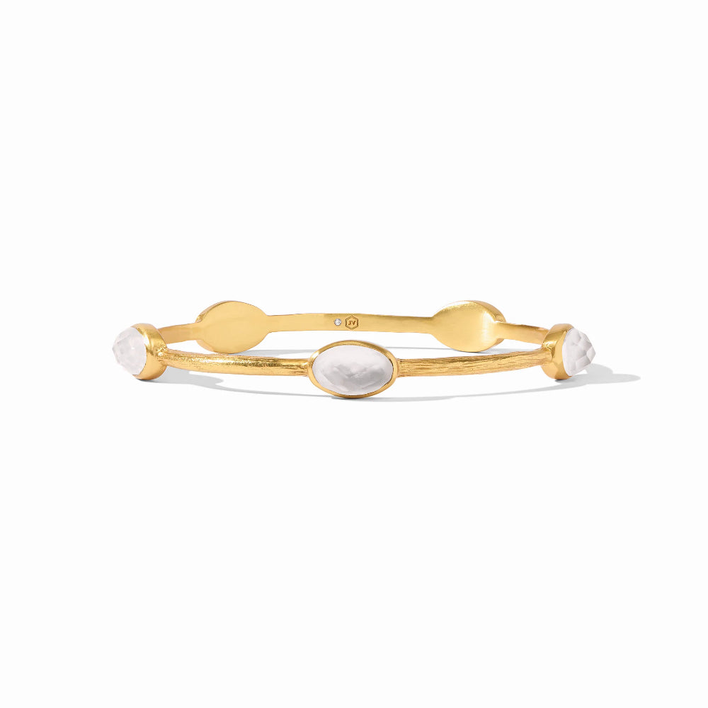 Julie Vos Exquisite Ivy Stone Hand - Etched Golden Bangle Jewelry