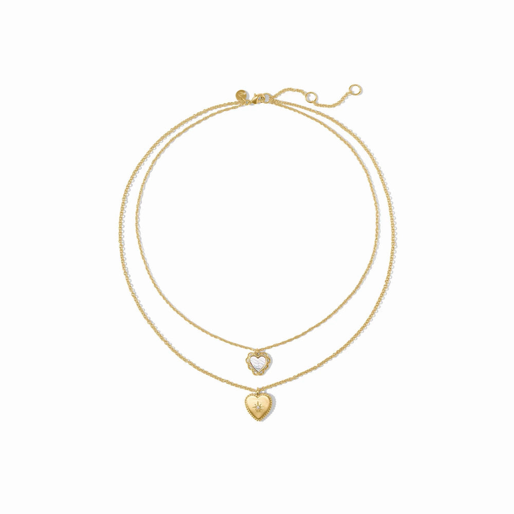 Julie Vos Exquisite Delicate Duo Heart Necklace for Women